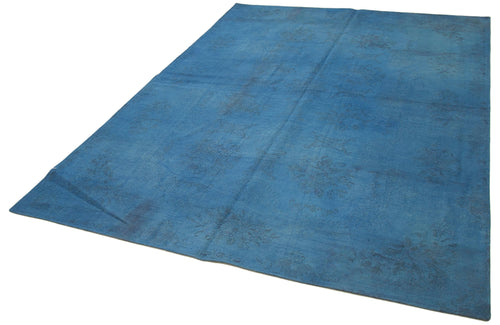 Needlepoint Blue Floral Cotton Wool Handmade Area Rug 6'4'' x 8'9''