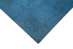 Needlepoint Blue Floral Cotton Wool Handmade Area Rug 6'4'' x 8'9''