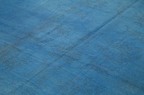 Needlepoint Blue Floral Cotton Wool Handmade Area Rug 6'4'' x 8'9''