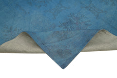 Needlepoint Blue Floral Cotton Wool Handmade Area Rug 6'4'' x 8'9''