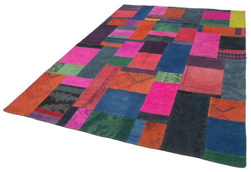 Needlepoint White Floral Cotton Wool Handmade Area Rug 6'7'' x 9'10''