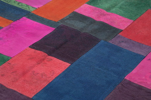 Needlepoint White Floral Cotton Wool Handmade Area Rug 6'7'' x 9'10''