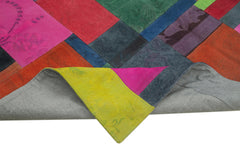 Needlepoint White Floral Cotton Wool Handmade Area Rug 6'7'' x 9'10''