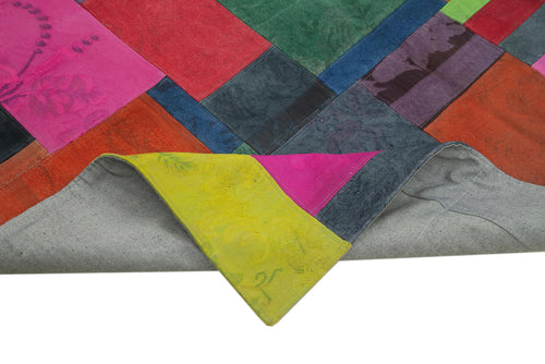 Needlepoint White Floral Cotton Wool Handmade Area Rug 6'7'' x 9'10''