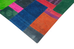 Needlepoint White Floral Cotton Wool Handmade Area Rug 6'7'' x 9'10''