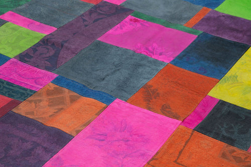 Needlepoint White Floral Cotton Wool Handmade Area Rug 6'7'' x 9'10''