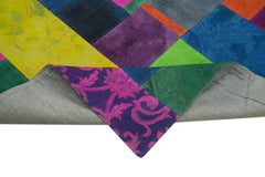 Needlepoint White Floral Cotton Wool Handmade Area Rug 6'7'' x 9'10''