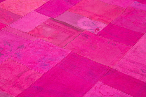 Needlepoint Pink Floral Cotton Wool Handmade Area Rug 6'8'' x 9'11''