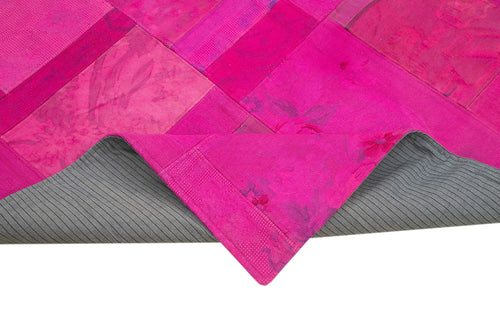 Needlepoint Pink Floral Cotton Wool Handmade Area Rug 6'8'' x 9'11''