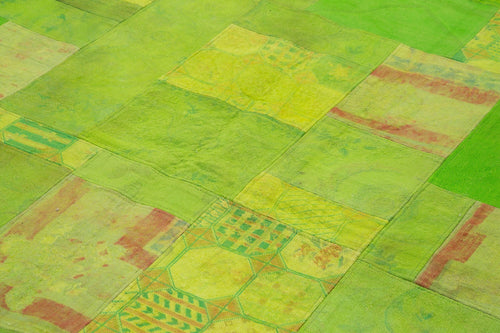 Needlepoint Green Floral Cotton Wool Handmade Area Rug 6'7'' x 9'11''