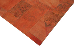 Handmade Area Rug - Needlepoint Orange Floral Cotton Wool Carpet 6'8''x9'11''