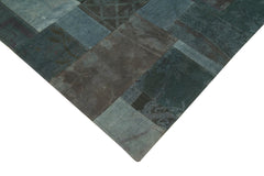 Needlepoint Grey Floral Cotton Wool Handmade Area Rug 6'8'' x 9'11''