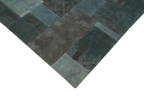 Needlepoint Grey Floral Cotton Wool Handmade Area Rug 6'8'' x 9'11''