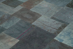 Needlepoint Grey Floral Cotton Wool Handmade Area Rug 6'8'' x 9'11''