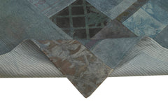 Needlepoint Grey Floral Cotton Wool Handmade Area Rug 6'8'' x 9'11''