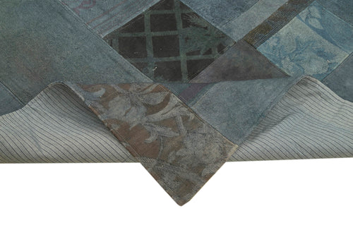 Needlepoint Grey Floral Cotton Wool Handmade Area Rug 6'8'' x 9'11''