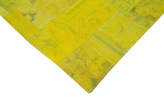 Needlepoint Yellow Floral Cotton Wool Handmade Area Rug 6'7'' x 9'11''