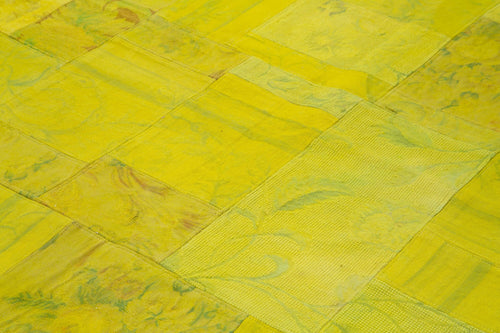 Needlepoint Yellow Floral Cotton Wool Handmade Area Rug 6'7'' x 9'11''