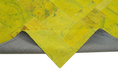 Needlepoint Yellow Floral Cotton Wool Handmade Area Rug 6'7'' x 9'11''