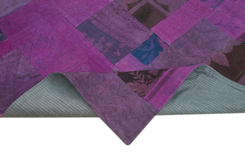 Handmade Area Rug – Needlepoint Purple Floral Cotton Wool 6x9 Vintage Carpet