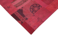 Handmade Area Rug – Needlepoint Red Floral Cotton Wool Vintage Carpet 6'8''x9'10''