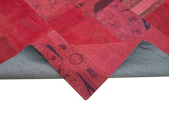 Handmade Area Rug – Needlepoint Red Floral Cotton Wool Vintage Carpet 6'8''x9'10''