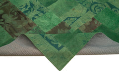 Needlepoint Green Floral Cotton Wool Handmade Area Rug 6'7'' x 9'11''