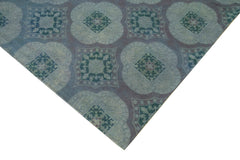 Needlepoint Blue Floral Cotton Wool Handmade Area Rug 6'9'' x 9'0''