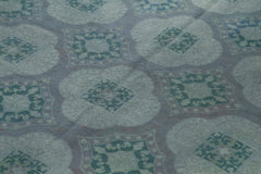 Needlepoint Blue Floral Cotton Wool Handmade Area Rug 6'9'' x 9'0''