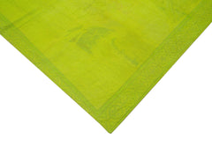 Needlepoint Green Floral Cotton Wool Handmade Area Rug 6'5'' x 8'7''