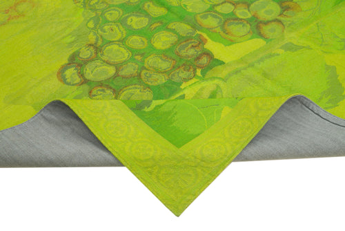 Needlepoint Green Floral Cotton Wool Handmade Area Rug 6'5'' x 8'7''