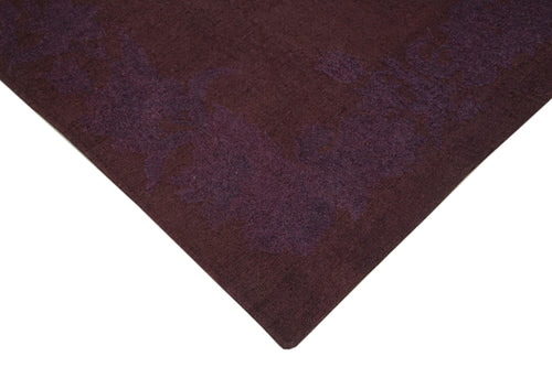 Needlepoint Purple Floral Cotton Wool Handmade Area Rug 7'2'' x 8'8''