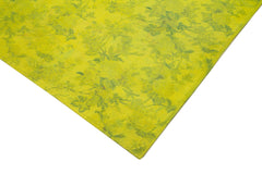 Handmade Area Rug – Vintage Yellow Floral Cotton Wool Carpet 7'5" x 8'9"