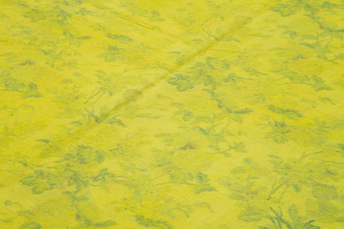 Handmade Area Rug – Vintage Yellow Floral Cotton Wool Carpet 7'5" x 8'9"