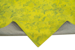 Handmade Area Rug – Vintage Yellow Floral Cotton Wool Carpet 7'5" x 8'9"