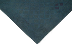 Needlepoint Blue Floral Cotton Wool Handmade Area Rug 7'1'' x 8'10''