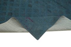 Needlepoint Blue Floral Cotton Wool Handmade Area Rug 7'1'' x 8'10''