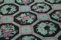 Needlepoint White Floral Cotton Wool Handmade Area Rug 7'5'' x 9'2''