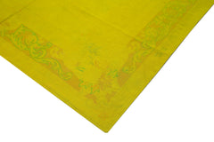 Handmade Area Rug – Needlepoint Yellow Floral Cotton Wool Carpet 7'5" x 9'3"