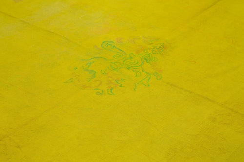 Handmade Area Rug – Needlepoint Yellow Floral Cotton Wool Carpet 7'5" x 9'3"