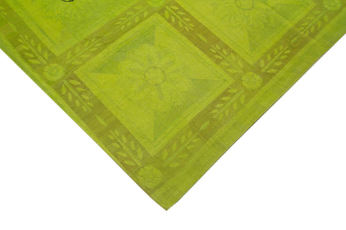 Needlepoint Green Floral Cotton Wool Handmade Area Rug 7'6'' x 9'1''