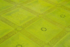 Needlepoint Green Floral Cotton Wool Handmade Area Rug 7'6'' x 9'1''