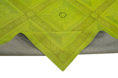 Needlepoint Green Floral Cotton Wool Handmade Area Rug 7'6'' x 9'1''