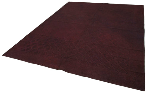 Needlepoint Brown Floral Cotton Wool Handmade Area Rug 7'3'' x 9'1''