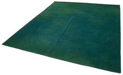 Needlepoint Green Floral Cotton Wool Handmade Area Rug 7'6'' x 8'10''