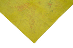 Needlepoint Yellow Floral Cotton Wool Handmade Area Rug 8'1'' x 8'6''