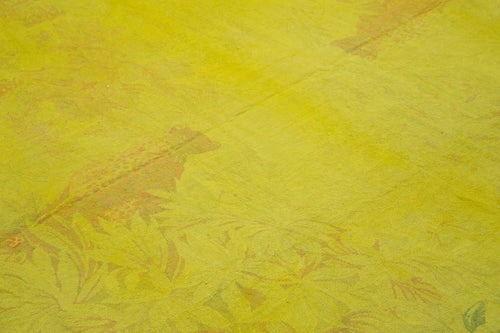 Needlepoint Yellow Floral Cotton Wool Handmade Area Rug 8'1'' x 8'6''