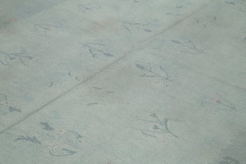 Needlepoint Grey Floral Cotton Wool Handmade Area Rug 7'4'' x 11'11''