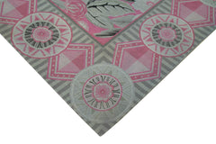 Needlepoint Grey Floral Cotton Wool Handmade Area Rug 8'6'' x 11'1''