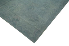 Handmade Area Rug – Vintage Wool Rug With Grey Floral Design, 8'2'' x 11'5''